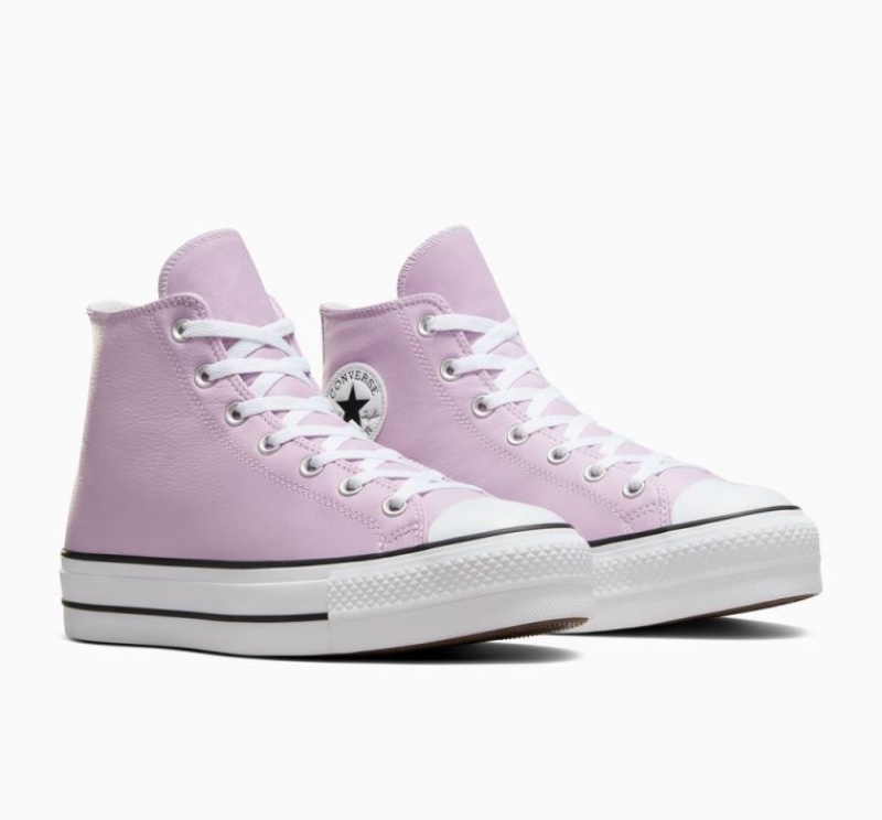 Lavender Converse Chuck Taylor All Star Lift Platform Surplus Leather Men's High Tops | NZ XOPCG9306