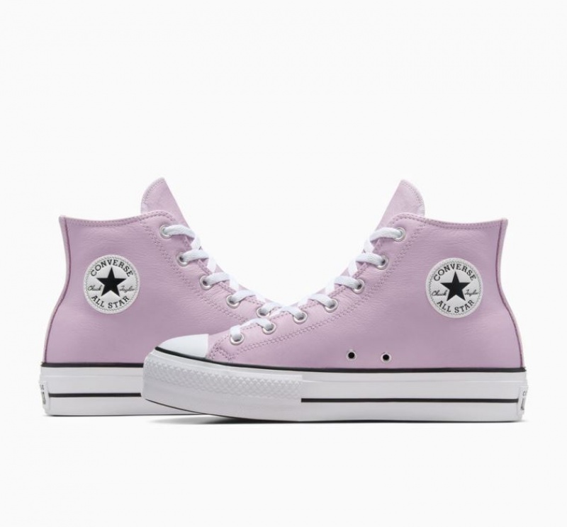 Lavender Converse Chuck Taylor All Star Lift Platform Surplus Leather Men's High Tops | NZ XOPCG9306