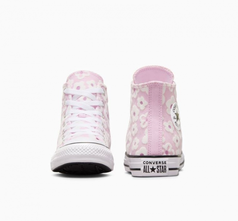 Lavender Converse Chuck Taylor All Star Floral Embroidery Kids' High Tops | NZ WVZGO5108