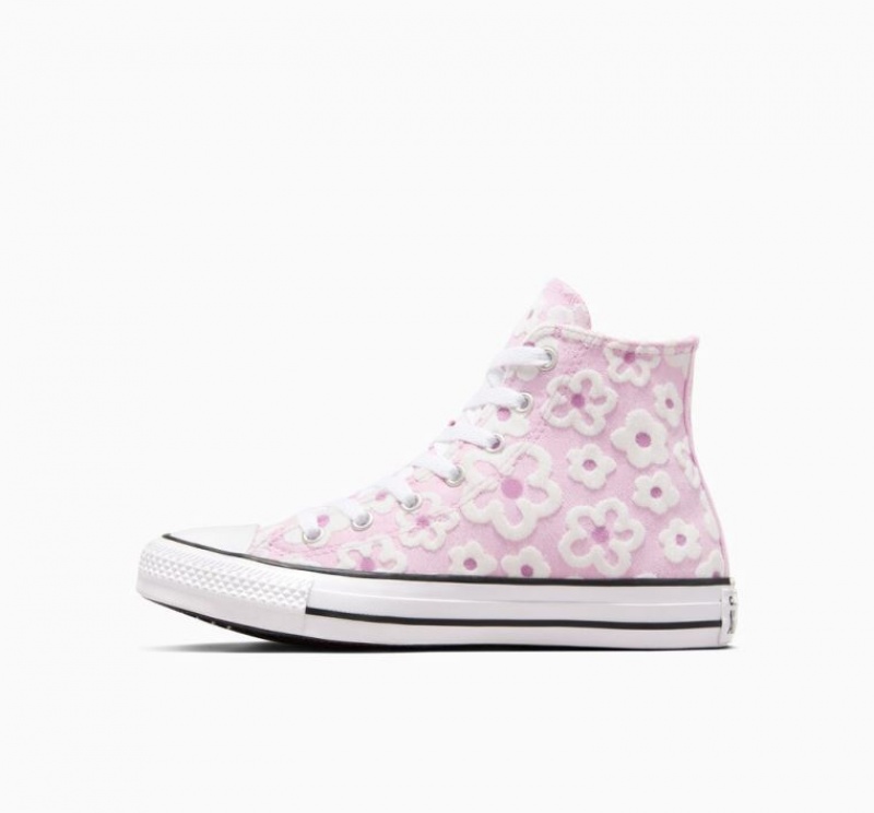 Lavender Converse Chuck Taylor All Star Floral Embroidery Kids' High Tops | NZ WVZGO5108