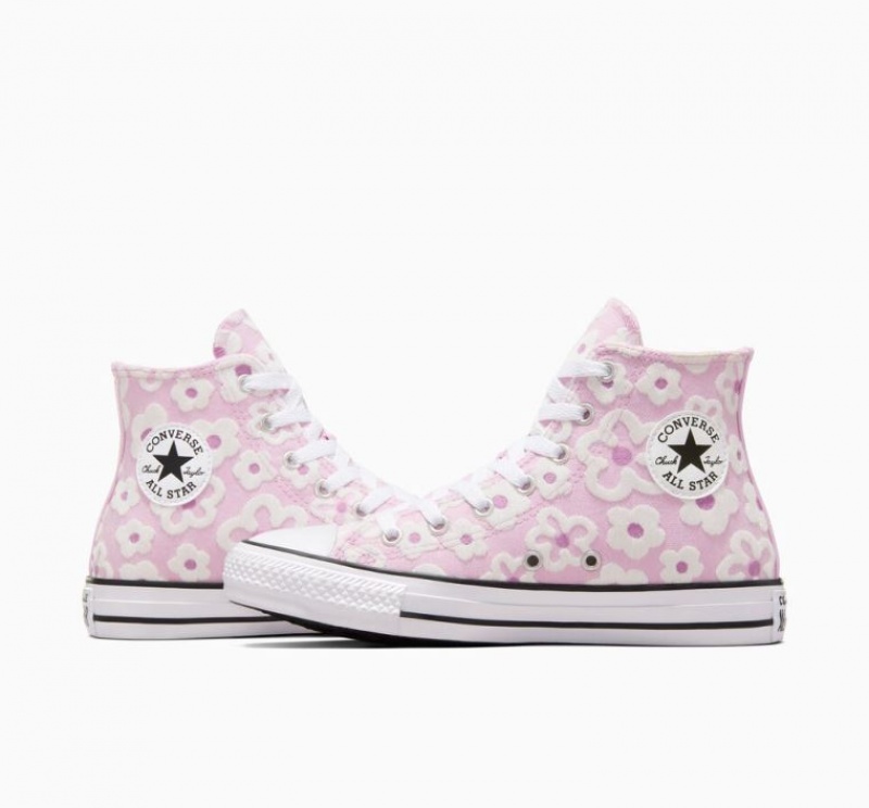 Lavender Converse Chuck Taylor All Star Floral Embroidery Kids' High Tops | NZ WVZGO5108