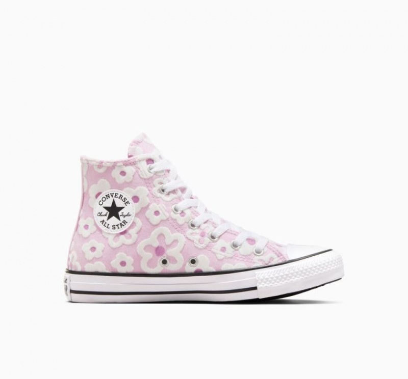 Lavender Converse Chuck Taylor All Star Floral Embroidery Kids\' High Tops | NZ WVZGO5108