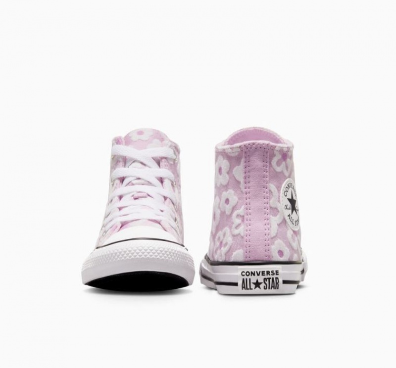 Lavender Converse Chuck Taylor All Star Floral Embroidery Kids' High Tops | NZ PCXLA9562