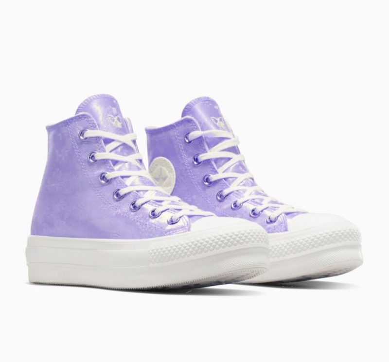 Lavender Converse Chuck Taylor All Star Lift Golden Butterfly Women's Platform Sneakers | NZ ARWJL6529