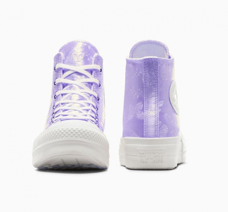 Lavender Converse Chuck Taylor All Star Lift Golden Butterfly Women's Platform Sneakers | NZ ARWJL6529