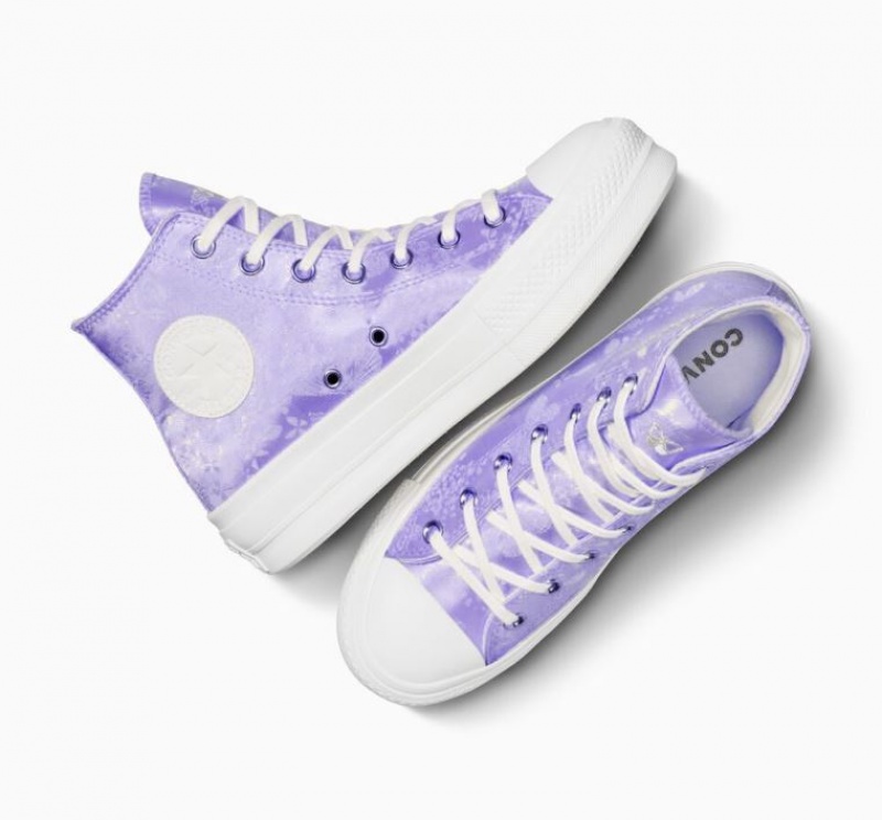 Lavender Converse Chuck Taylor All Star Lift Golden Butterfly Women's Platform Sneakers | NZ ARWJL6529