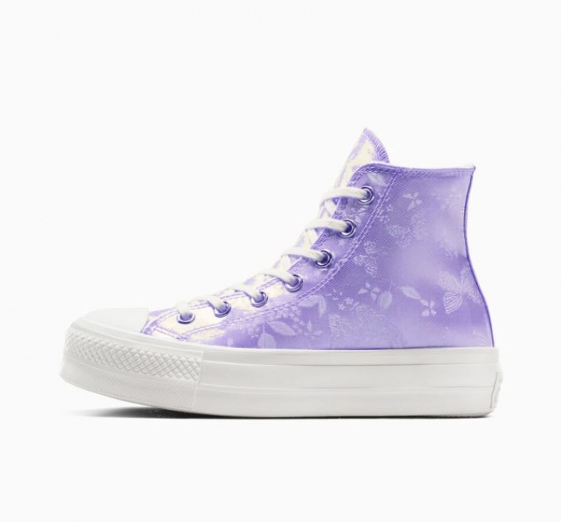 Lavender Converse Chuck Taylor All Star Lift Golden Butterfly Women's Platform Sneakers | NZ ARWJL6529