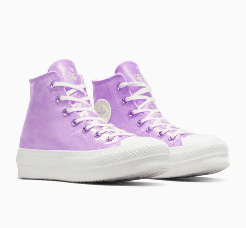 Lavender Converse Chuck Taylor All Star Lift Golden Butterfly Women's Platform Sneakers | NZ JYWUV6827