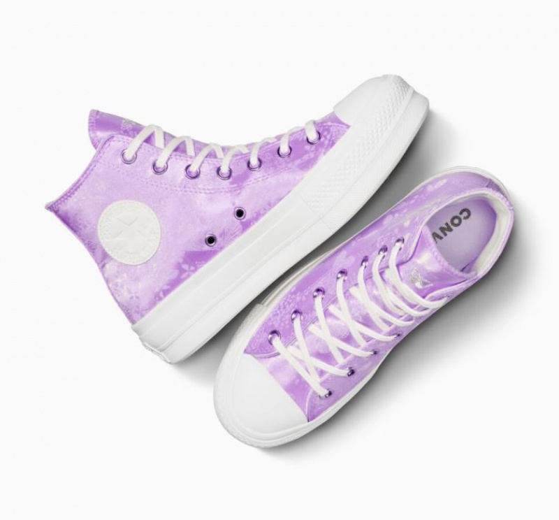 Lavender Converse Chuck Taylor All Star Lift Golden Butterfly Women's Platform Sneakers | NZ JYWUV6827