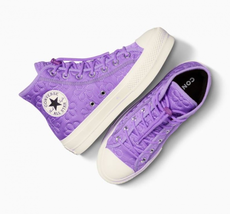 Lavender Converse Chuck Taylor All Star Lift Quilted Women's Platform Sneakers | NZ JMXUL3468