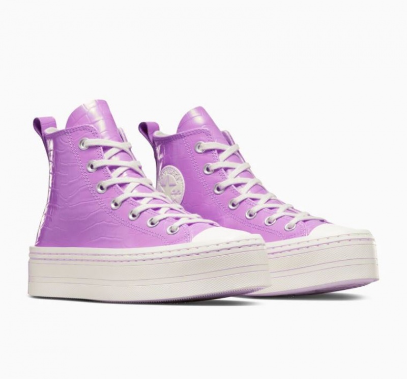 Lavender Converse Chuck Taylor All Star Modern Lift Embossed Women's Platform Sneakers | NZ GDCUX5439