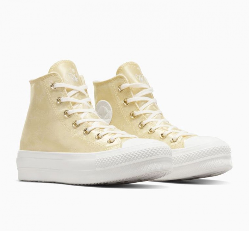 Lemon Converse Chuck Taylor All Star Lift Golden Butterfly Women's Platform Sneakers | NZ NCDMB4915