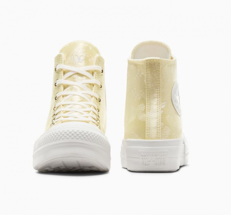 Lemon Converse Chuck Taylor All Star Lift Golden Butterfly Women's Platform Sneakers | NZ NCDMB4915