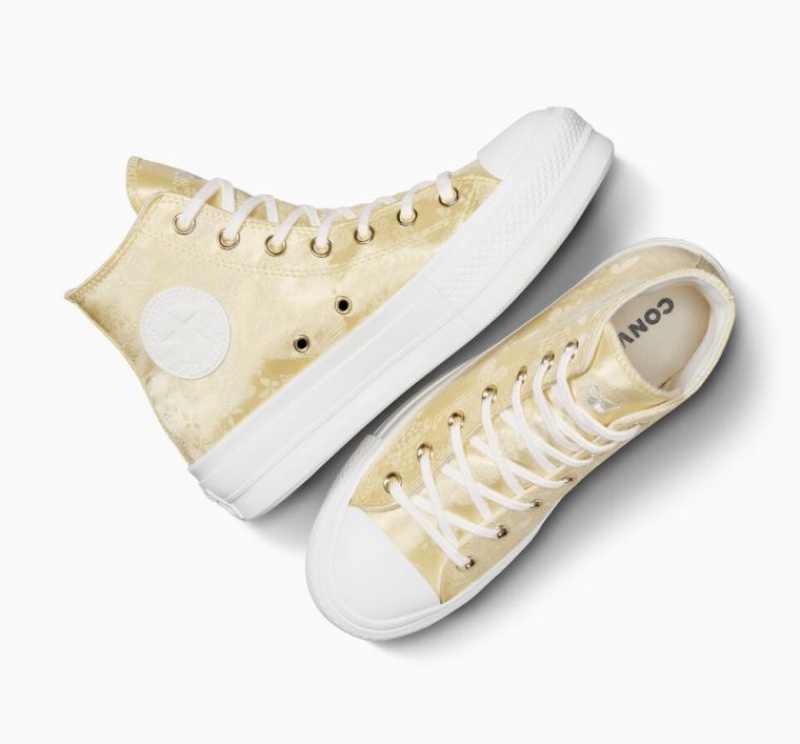 Lemon Converse Chuck Taylor All Star Lift Golden Butterfly Women's Platform Sneakers | NZ NCDMB4915