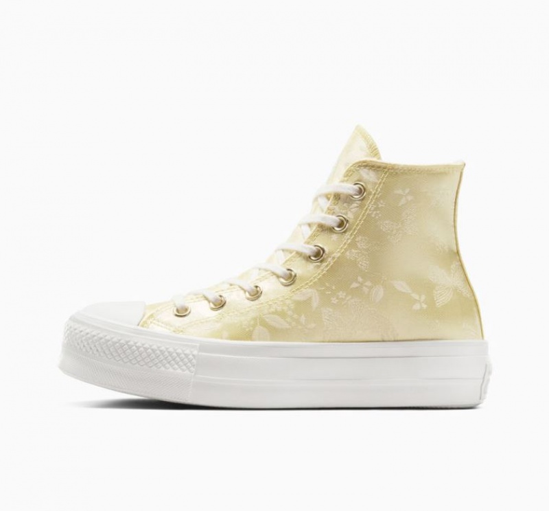 Lemon Converse Chuck Taylor All Star Lift Golden Butterfly Women's Platform Sneakers | NZ NCDMB4915