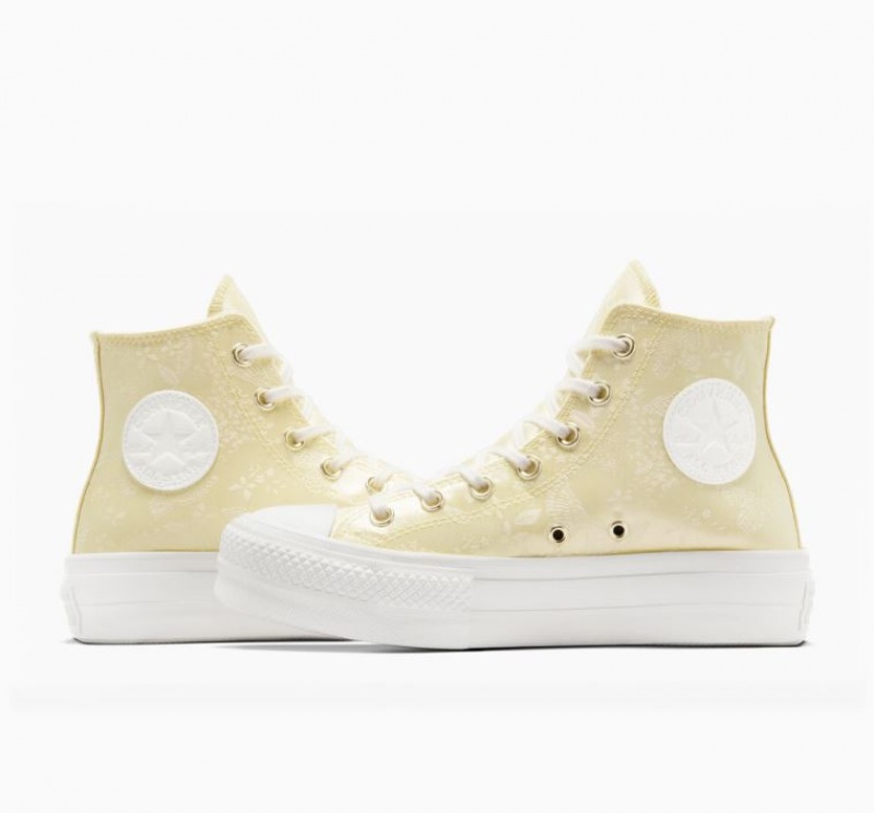 Lemon Converse Chuck Taylor All Star Lift Golden Butterfly Women's Platform Sneakers | NZ NCDMB4915