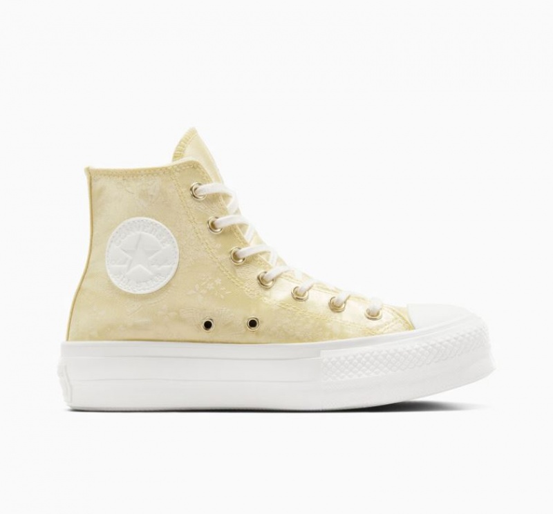 Lemon Converse Chuck Taylor All Star Lift Golden Butterfly Women\'s Platform Sneakers | NZ NCDMB4915