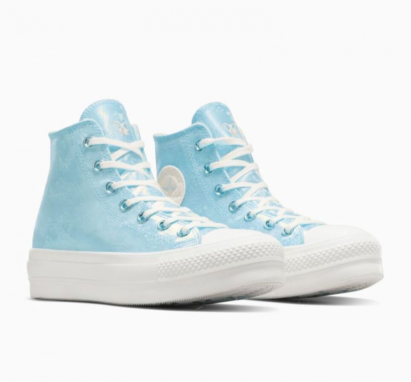 Light Blue Converse Chuck Taylor All Star Lift Golden Butterfly Women's Platform Sneakers | NZ KGVMD4612