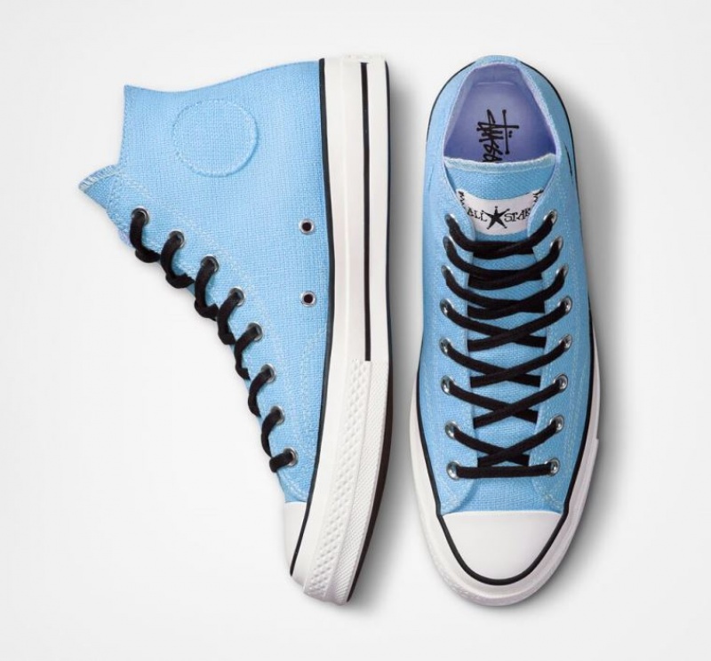 Light Blue Converse X Stüssy Surfman Chuck 70 Men's High Tops | NZ NKYTU9605