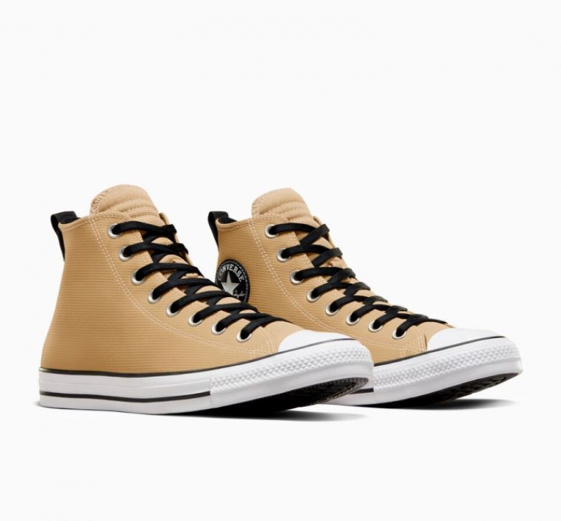 Light Brown Converse Chuck Taylor All Star Leather Men's High Tops | NZ NTCYW1785