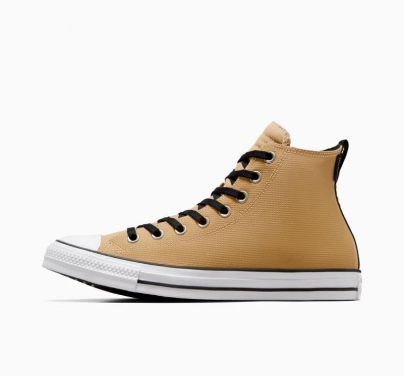 Light Brown Converse Chuck Taylor All Star Leather Men's High Tops | NZ NTCYW1785