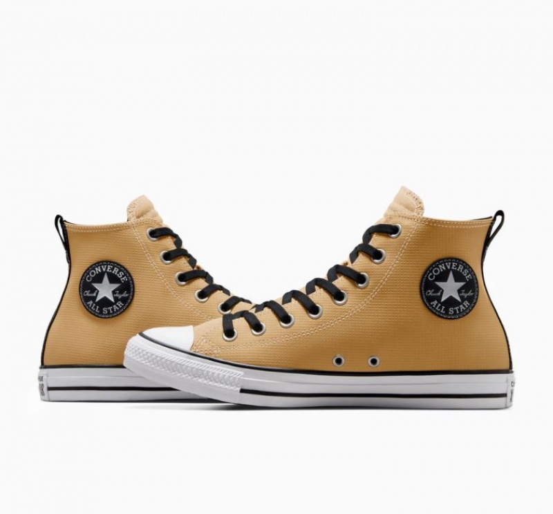 Light Brown Converse Chuck Taylor All Star Leather Men's High Tops | NZ NTCYW1785