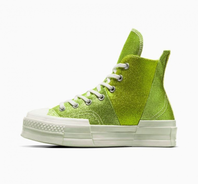 Light Green Converse Chuck 70 Plus Glitter Women's High Tops | NZ RYUGZ8093