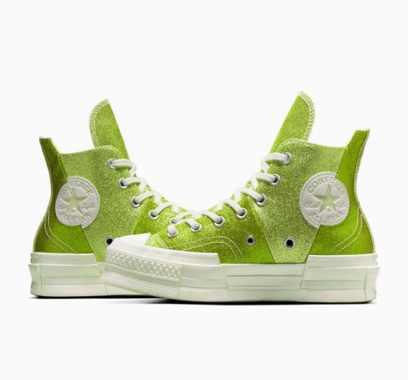 Light Green Converse Chuck 70 Plus Glitter Women's High Tops | NZ RYUGZ8093