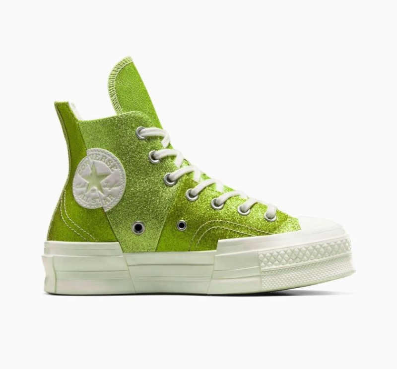 Light Green Converse Chuck 70 Plus Glitter Women\'s High Tops | NZ RYUGZ8093