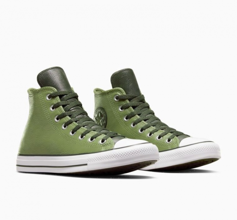 Light Green Converse Chuck Taylor All Star Leather Men's High Tops | NZ AWYKH7682