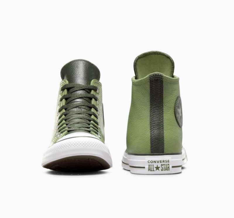 Light Green Converse Chuck Taylor All Star Leather Men's High Tops | NZ AWYKH7682