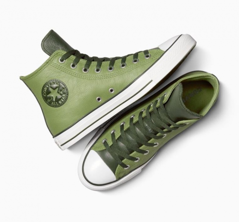 Light Green Converse Chuck Taylor All Star Leather Men's High Tops | NZ AWYKH7682