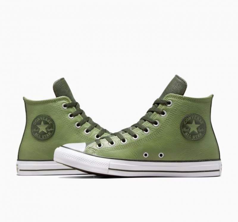 Light Green Converse Chuck Taylor All Star Leather Men's High Tops | NZ AWYKH7682