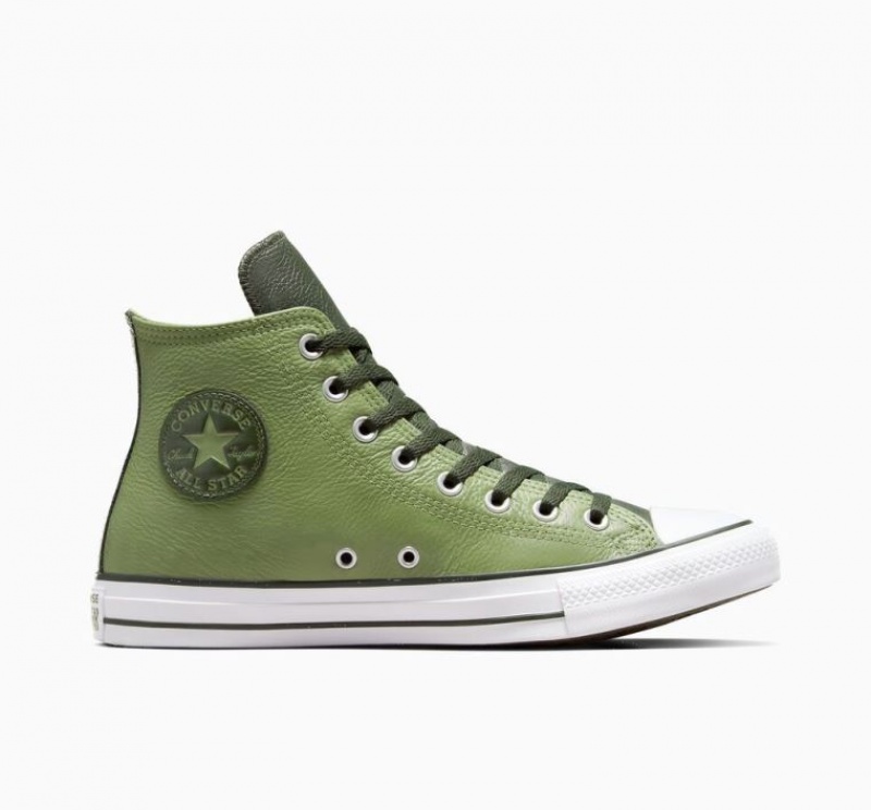 Light Green Converse Chuck Taylor All Star Leather Men\'s High Tops | NZ AWYKH7682