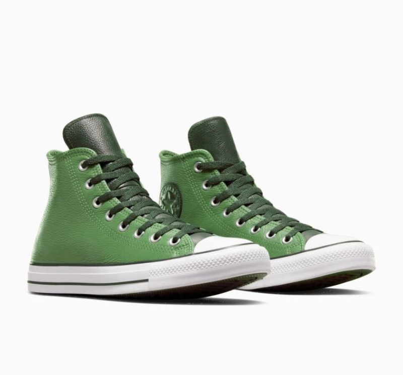 Light Green Converse Chuck Taylor All Star Leather Women's High Tops | NZ NWAUT7235