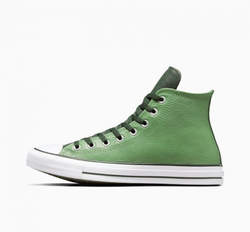 Light Green Converse Chuck Taylor All Star Leather Women's High Tops | NZ NWAUT7235