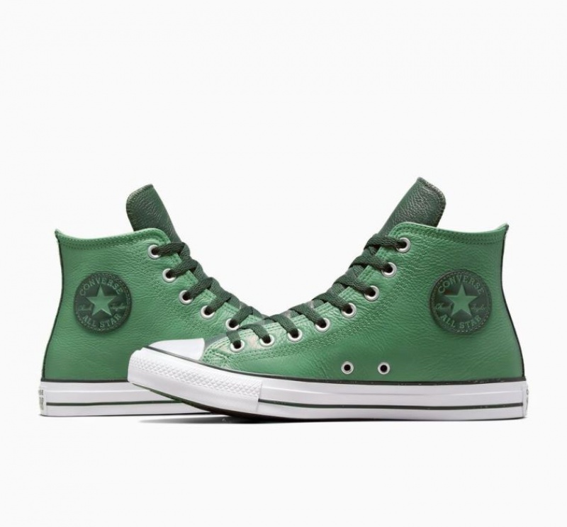 Light Green Converse Chuck Taylor All Star Leather Women's High Tops | NZ NWAUT7235