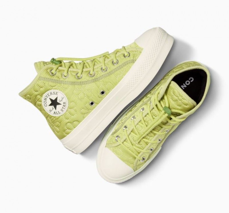 Light Green Converse Chuck Taylor All Star Lift Quilted Women's Platform Sneakers | NZ EFIKM9247