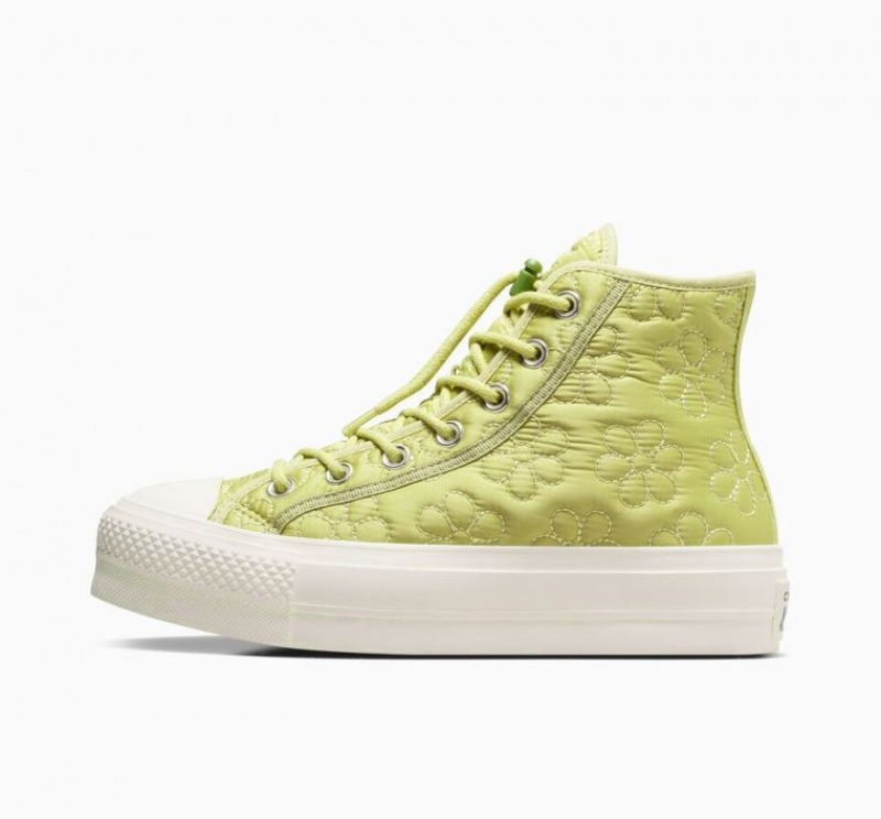 Light Green Converse Chuck Taylor All Star Lift Quilted Women's Platform Sneakers | NZ EFIKM9247