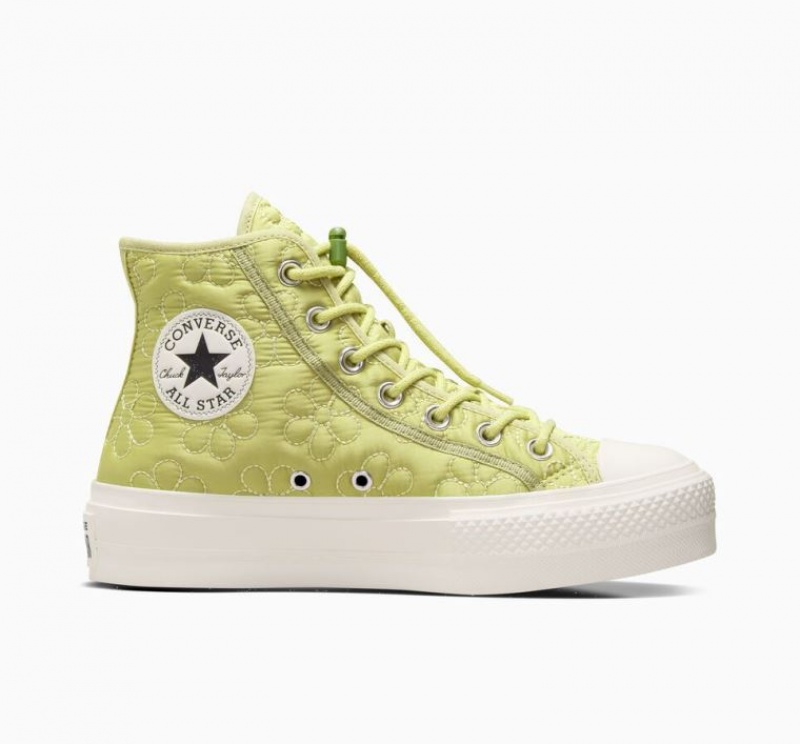 Light Green Converse Chuck Taylor All Star Lift Quilted Women\'s Platform Sneakers | NZ EFIKM9247