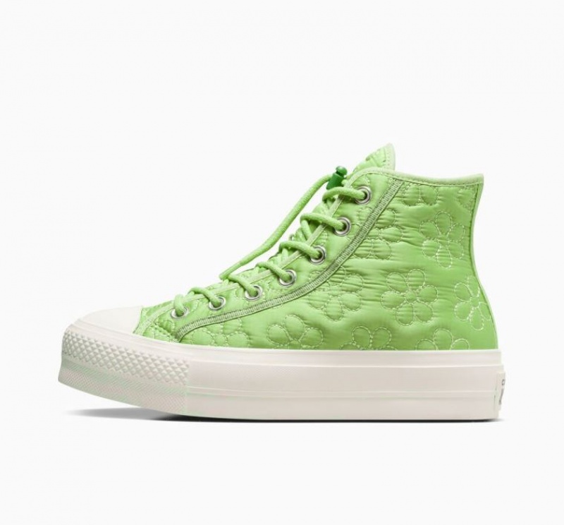 Light Green Converse Chuck Taylor All Star Lift Quilted Women's Platform Sneakers | NZ FYOWB9348