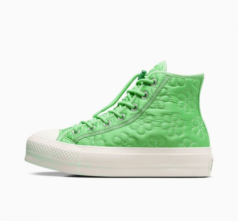 Light Green Converse Chuck Taylor All Star Lift Quilted Women's Platform Sneakers | NZ IYELU4927