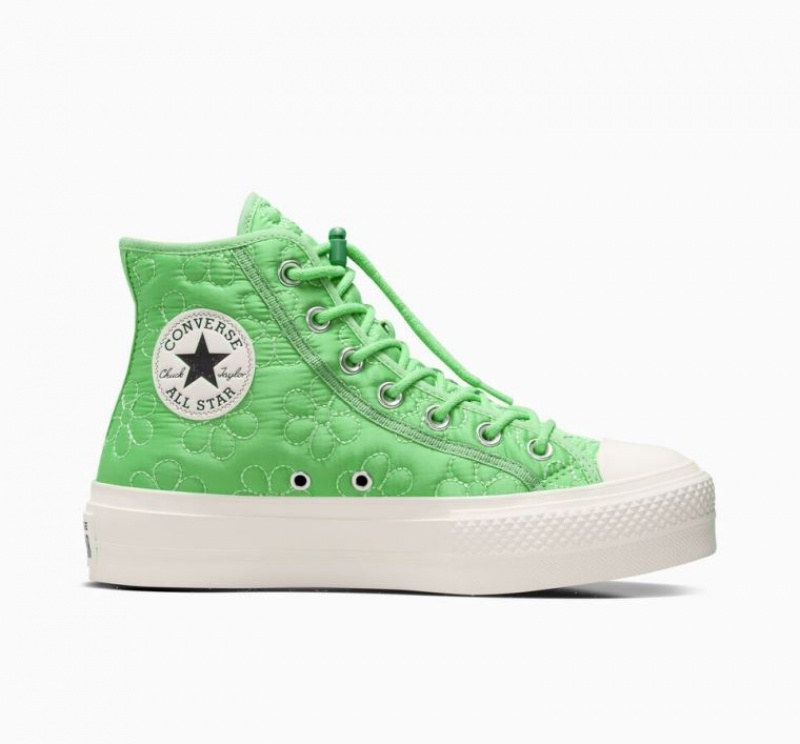 Light Green Converse Chuck Taylor All Star Lift Quilted Women\'s Platform Sneakers | NZ IYELU4927