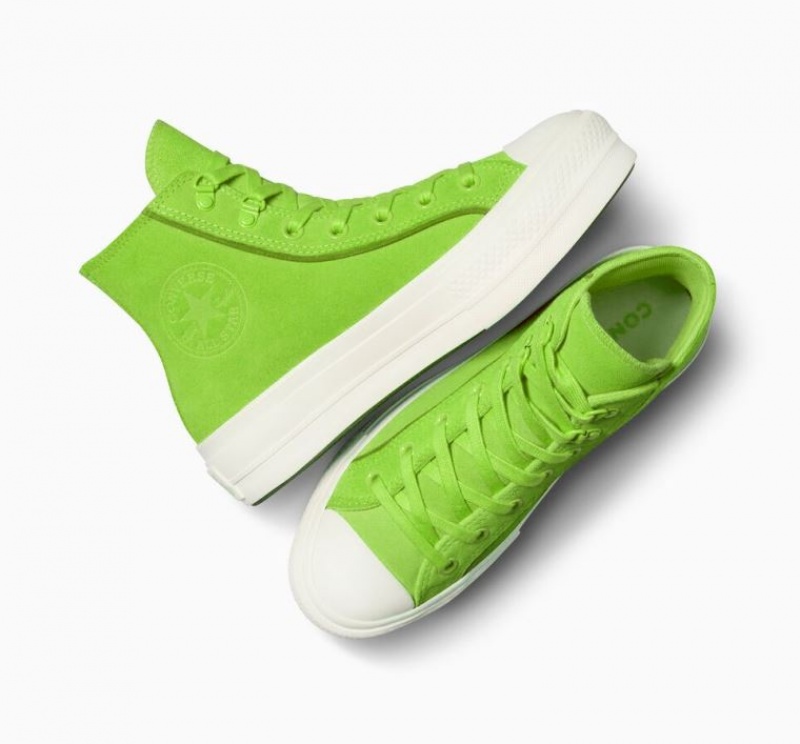 Light Green Converse Chuck Taylor All Star Lift Suede Women's Platform Sneakers | NZ XOYNR5609