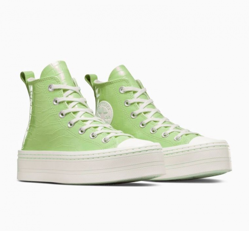 Light Green Converse Chuck Taylor All Star Modern Lift Embossed Women's Platform Sneakers | NZ WLDSH4650