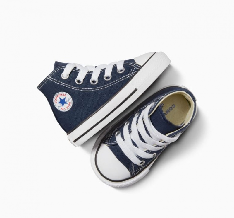 Navy Converse Chuck Taylor All Star Kids' High Tops | NZ FQPMU6857