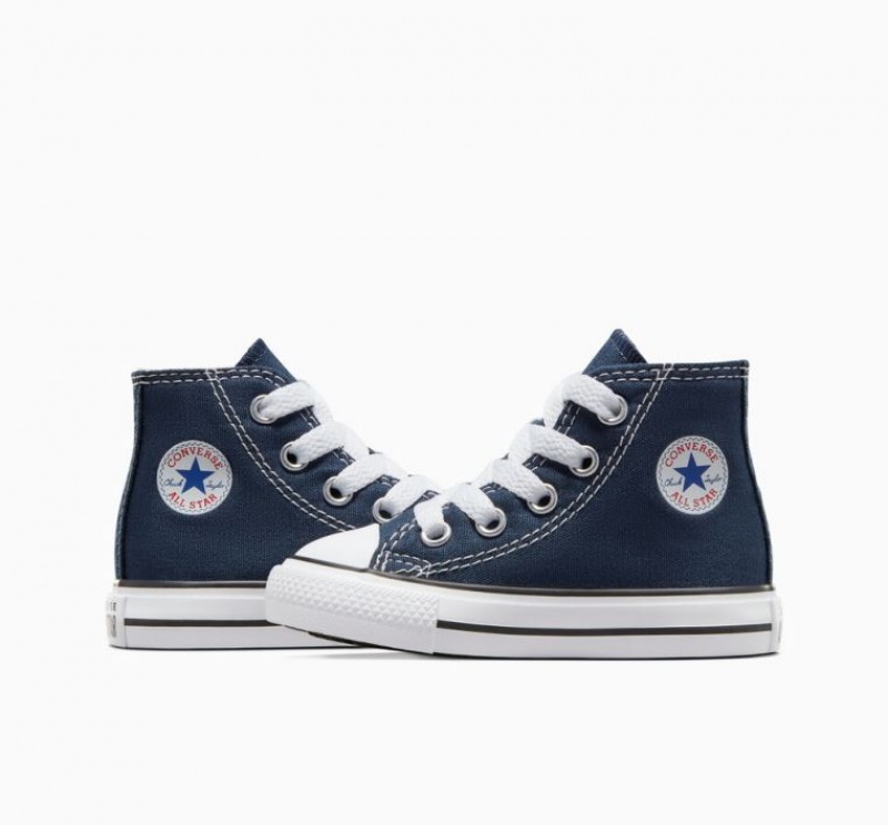 Navy Converse Chuck Taylor All Star Kids' High Tops | NZ FQPMU6857