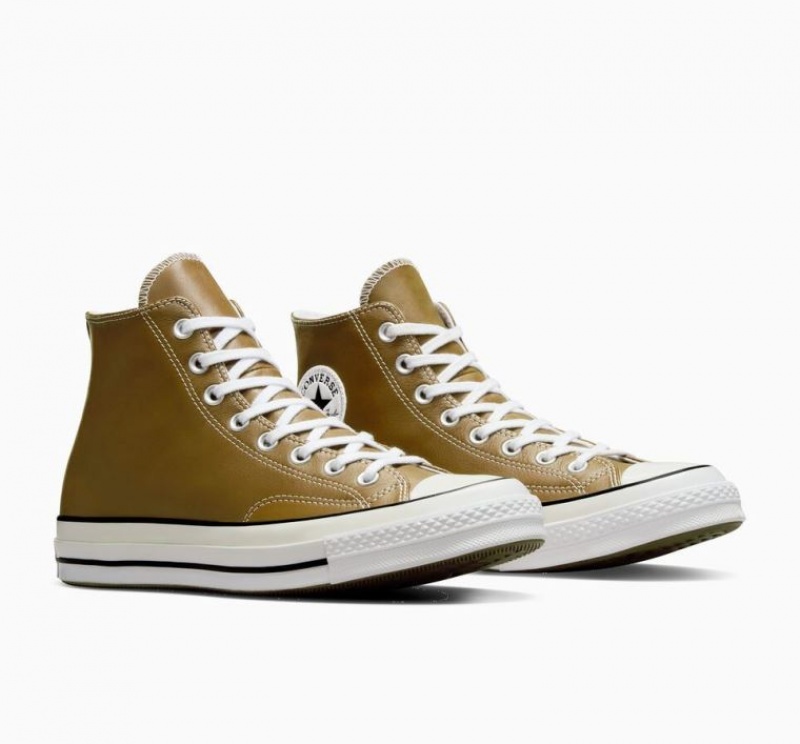 Olive Converse Chuck 70 Surplus Leather Men's High Tops | NZ SGAUJ1305