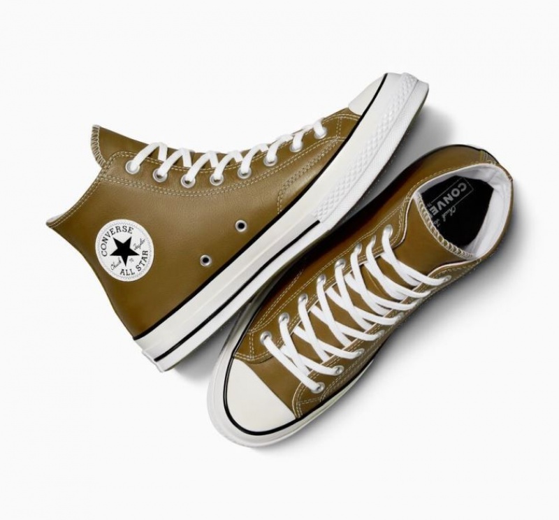 Olive Converse Chuck 70 Surplus Leather Men's High Tops | NZ SGAUJ1305