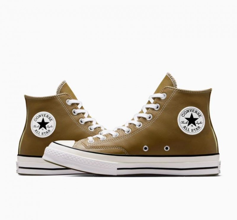 Olive Converse Chuck 70 Surplus Leather Men's High Tops | NZ SGAUJ1305